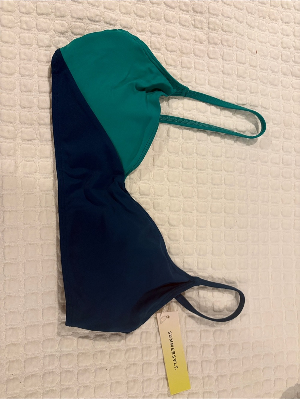 summersalt Teal & Navy Two-Tone Bikini Top
